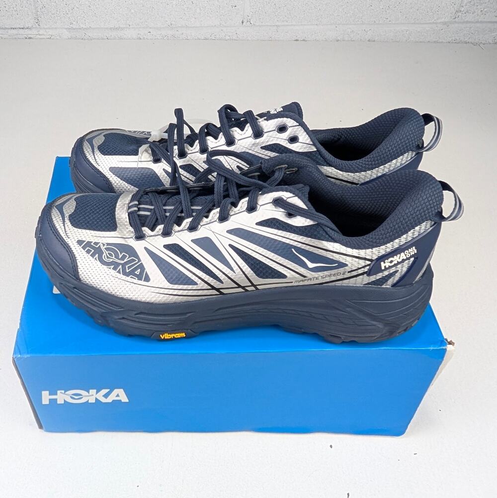Hoka Men's 11 Mafate Speed 2 Navy & Silver Sneakers